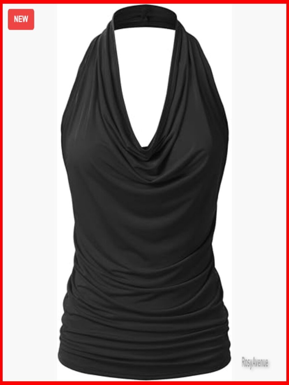 Women's Halter Neck Tank Top Sleeveless Open Back Draped Front Stretchy